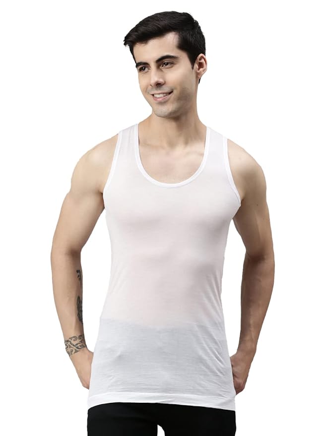 Lux Cozi Men's White Premium Cotton Vest
