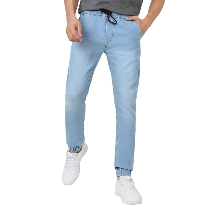 Urbano Fashion Men's Light Blue Slim Fit Stretch Jogger Jeans (jog-iceblue-40)