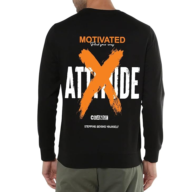 Benny Brooks Men's Full Sleeve Black Colour Round Neck Sweatshirt's -Attitude Sweatshirt