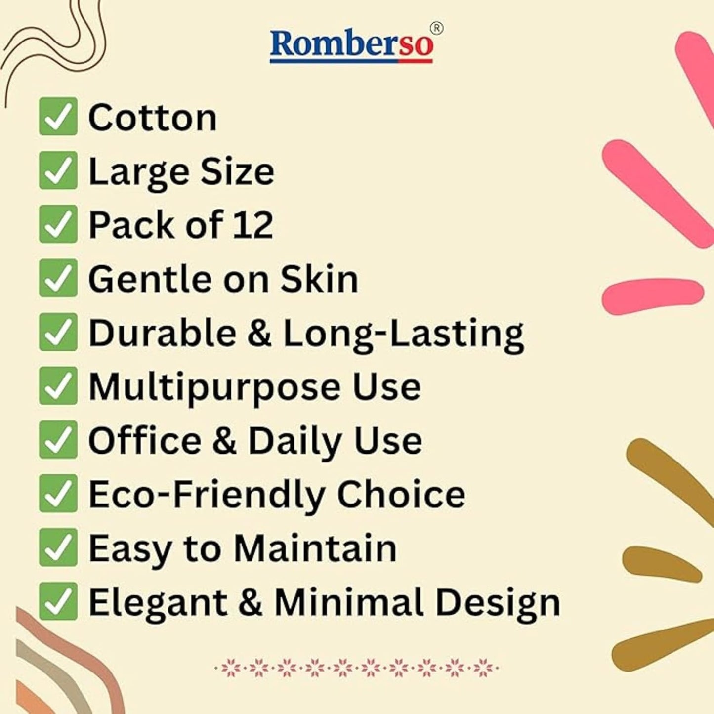 Handkerchief for men cotton suitable for daily use big size hankies in pack of 12 Pure Cotton Kerchiefs soft and durable hanky for men