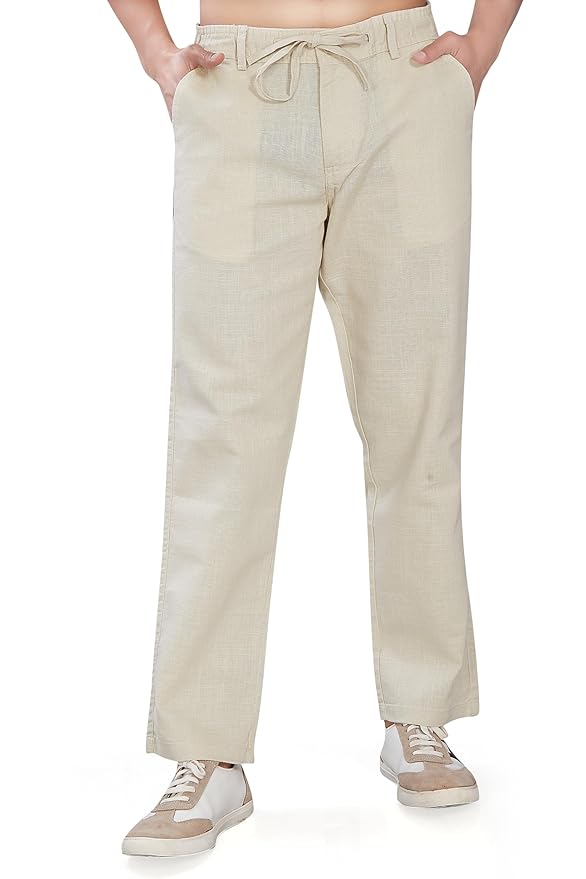 DIVISIVE Men's Relaxed Fit Cotton Linen Blend Trousers