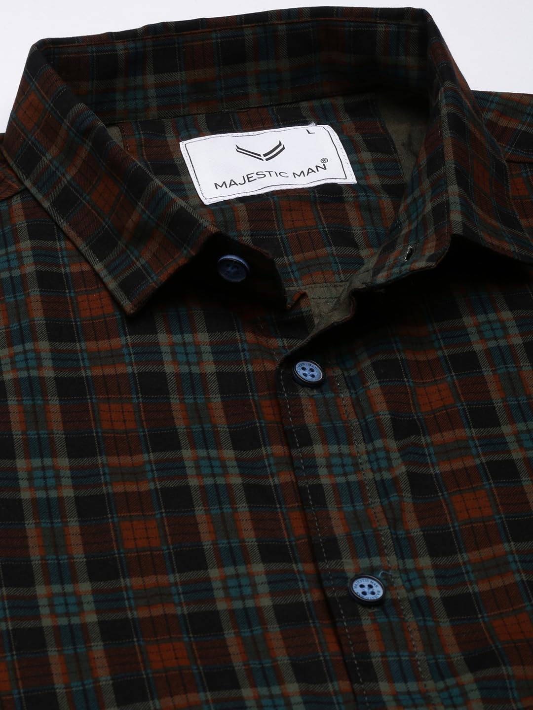 Majestic Man Men Cotton Checkered Half Sleeve Slim Fit Casual Shirt