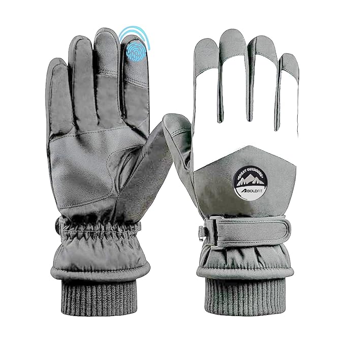 Boldfit Winter Gloves for Men Ski Hand Gloves for Winter Unisex Touch Screen Finger Winters Glove for Women Water Resistant for Winters Snow Ski Glove Riding for Men Cold Season dastana for Men Women