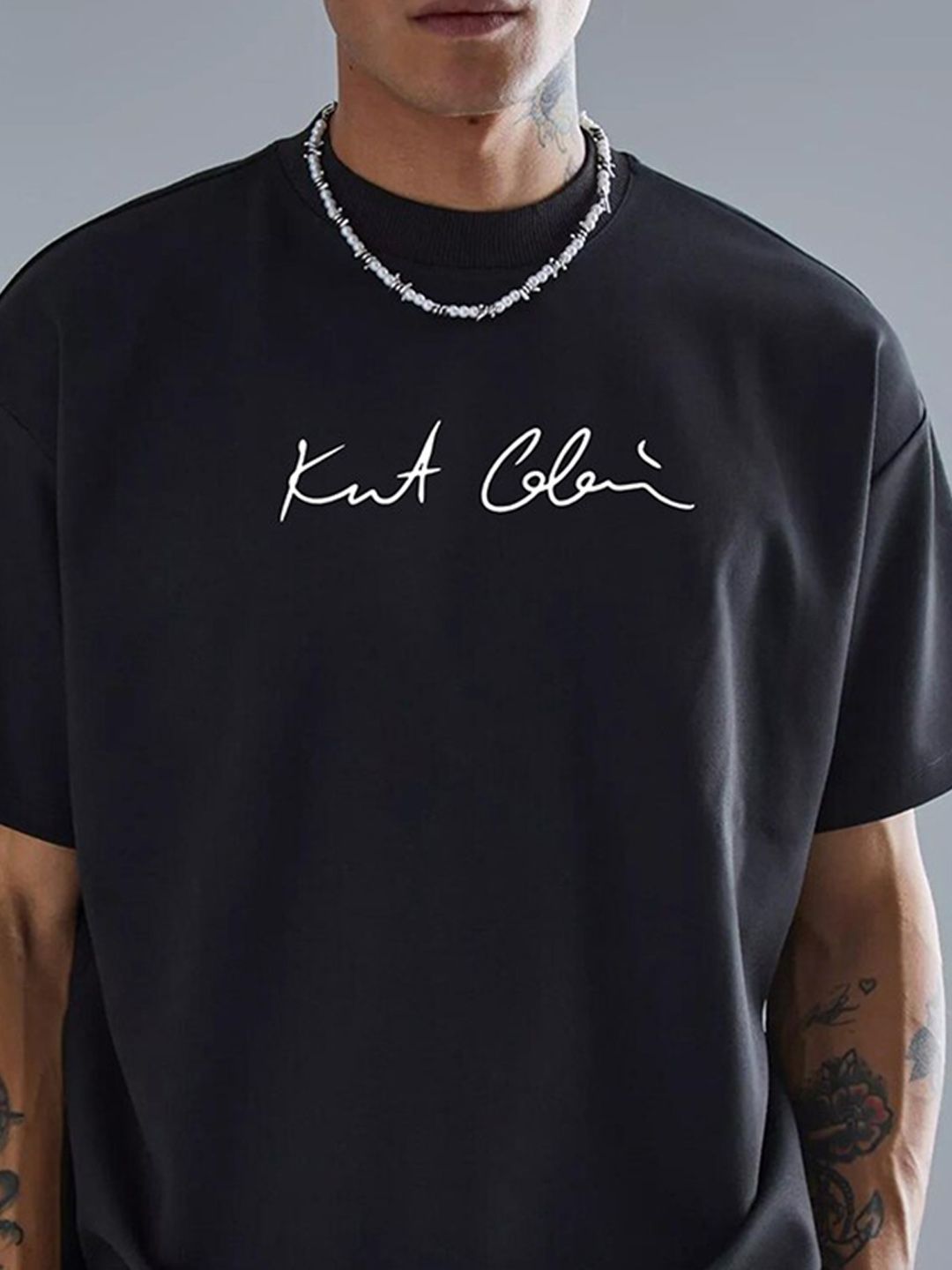 PRONK Men Nirvana Printed Oversized T-shirt