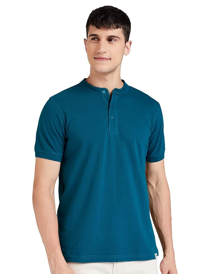 Symbol Men's Cotton Rich Polo T Shirt | Mandarin Collar Tshirts | Half Sleeves | Plain - Regular Fit (Available in Plus Sizes)