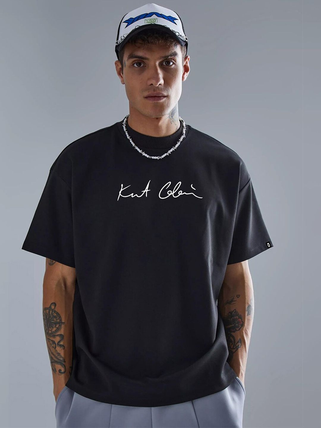 PRONK Men Nirvana Printed Oversized T-shirt