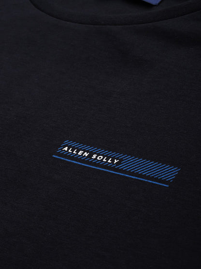 Men Black & Blue Brand Logo Printed Slim Fit Pure Cotton T-shirt
