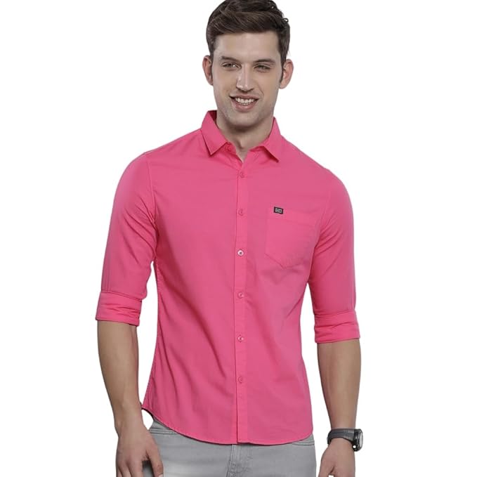 The Indian Garage Co Men's Cotton Regular Fit Solid Full Sleeves Spread Collar Casual Shirt