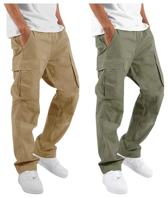 Lymio Men's Regular Fit Low Rise Cargo || Cargo Pants Cotton || Cargos (Cargo-01-04) Pack of 2