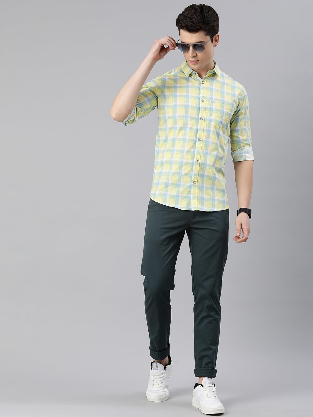 Majestic Man Men Box Checkered Slim Fit Cotton Casual Shirt