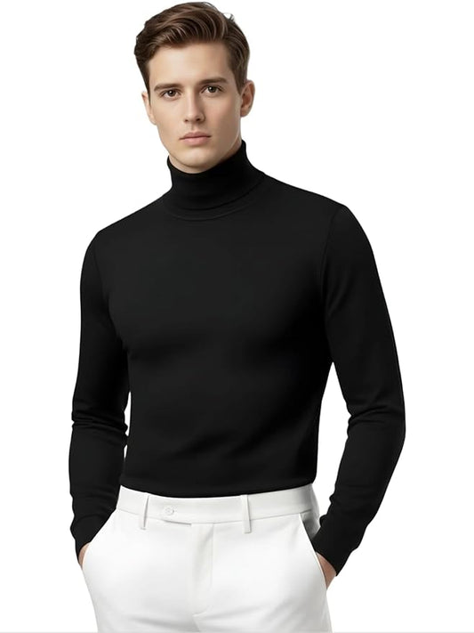 Classic Men's Turtleneck Sweater, Long Sleeve, Slim Fit, Business Casual Style