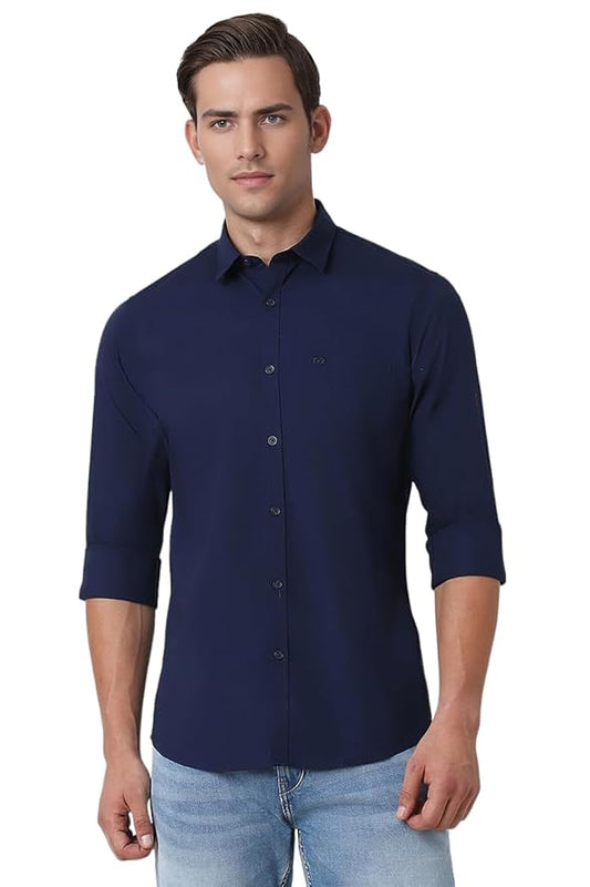 Peter England Men's Premium Stretchable Cotton Solid Shirt