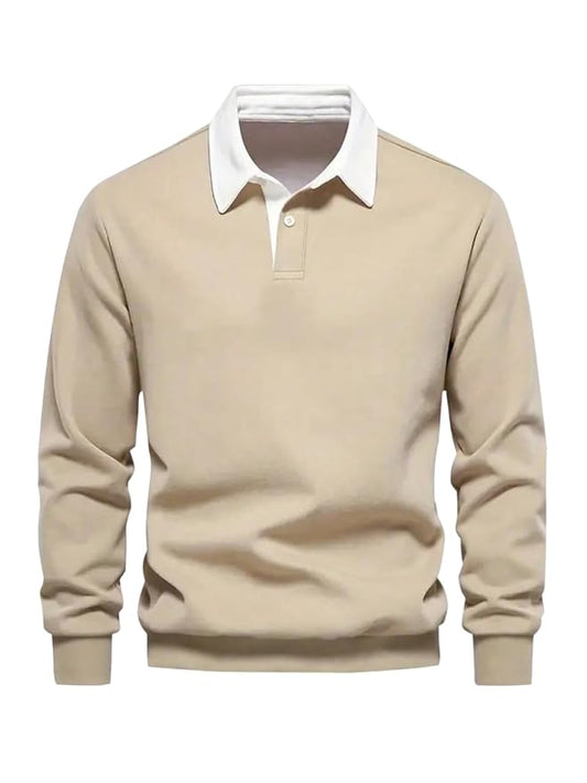 JVX Unisex-Adult Wool Blend Collared Neck Sweatshirt (MSS-02_Beige