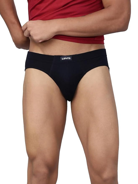 Levi's 011 Men's Pure Cotton Solid Brief - Low Rise, Inner Elastic Waistband (Pack of 1)