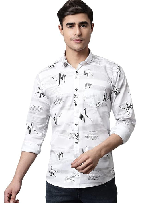 Majestic Man Men's Cotton Slim Fit Printed Casual Shirt