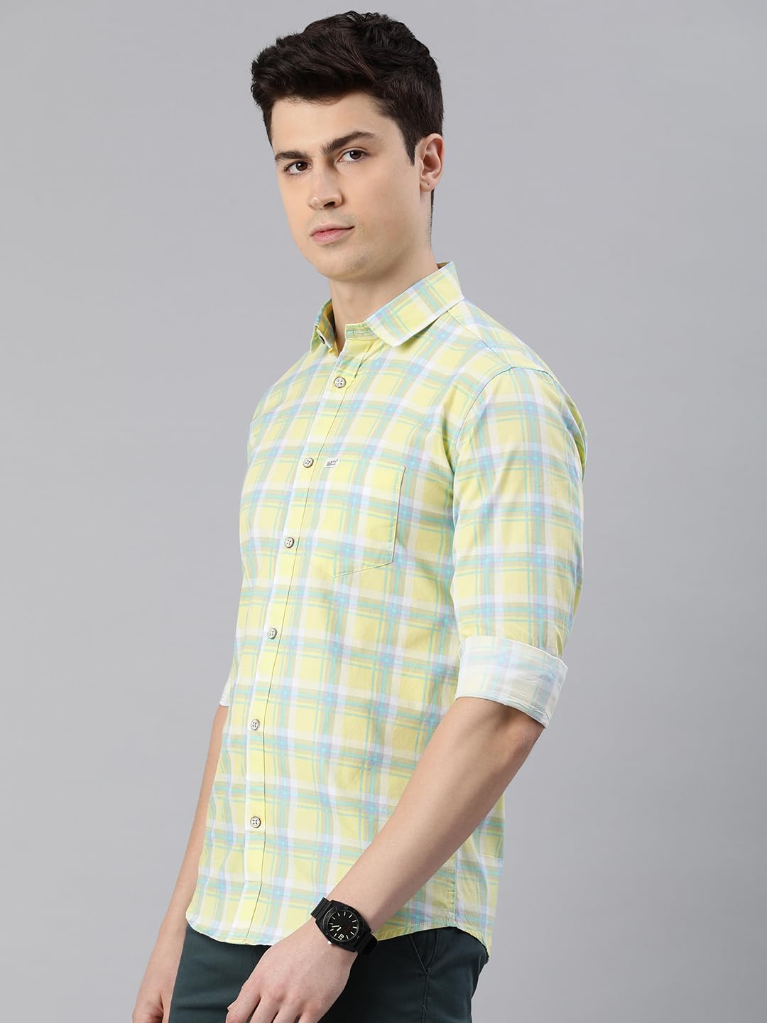 Majestic Man Men Box Checkered Slim Fit Cotton Casual Shirt