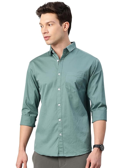 Majestic Man Men's Cotton Slim Fit Solid Casual Shirt