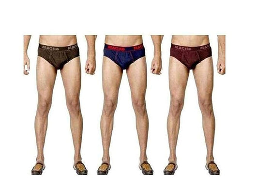 Macho Smart Cut Mens Cotton Brief Multicolor, Pack of 3 (85 cm)