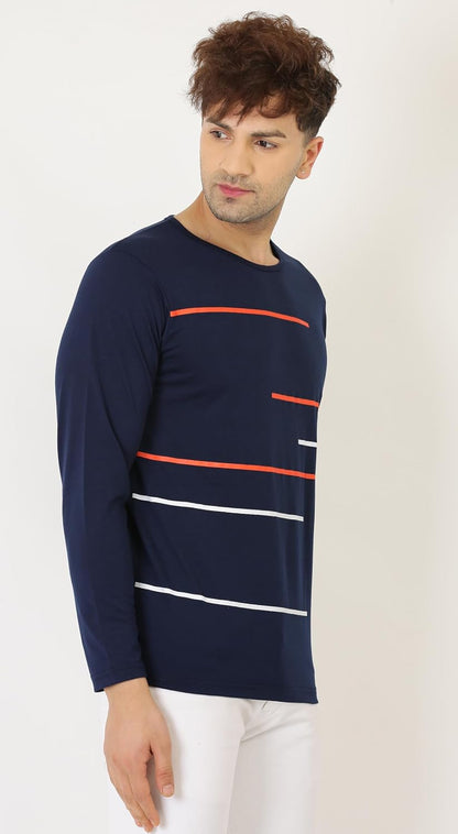 LEOTUDE Regular Fit Full Sleeve Cottonblend Round Neck Casual Tshirt for Men (Color Maroon)