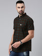Majestic Man Men Cotton Checkered Half Sleeve Slim Fit Casual Shirt
