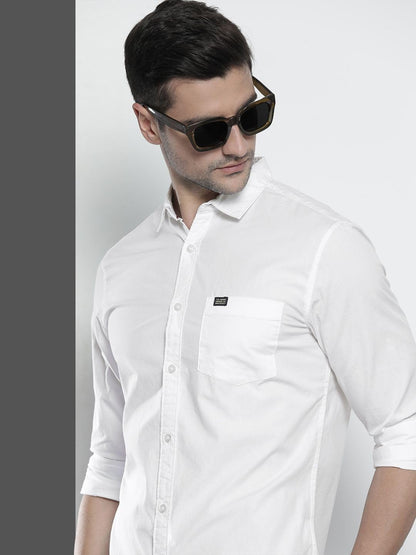 The Indian Garage Co Men's Cotton Regular Fit Solid Full Sleeves Spread Collar Casual Shirt