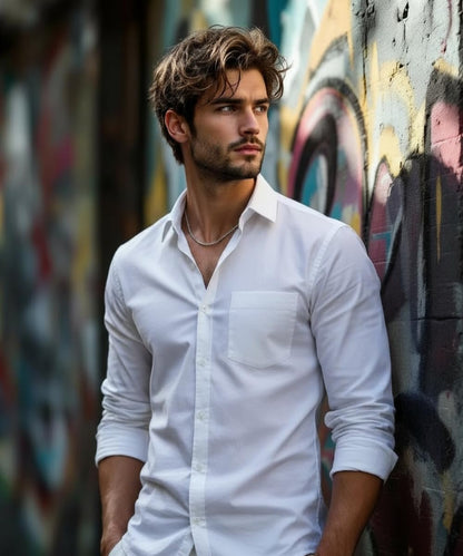 Glowic Men's Plain Casual Shirt | Cotton Soft & Breathable Fabric | Full Sleeve Comfort Fit Stylish Solid Shirts for Office