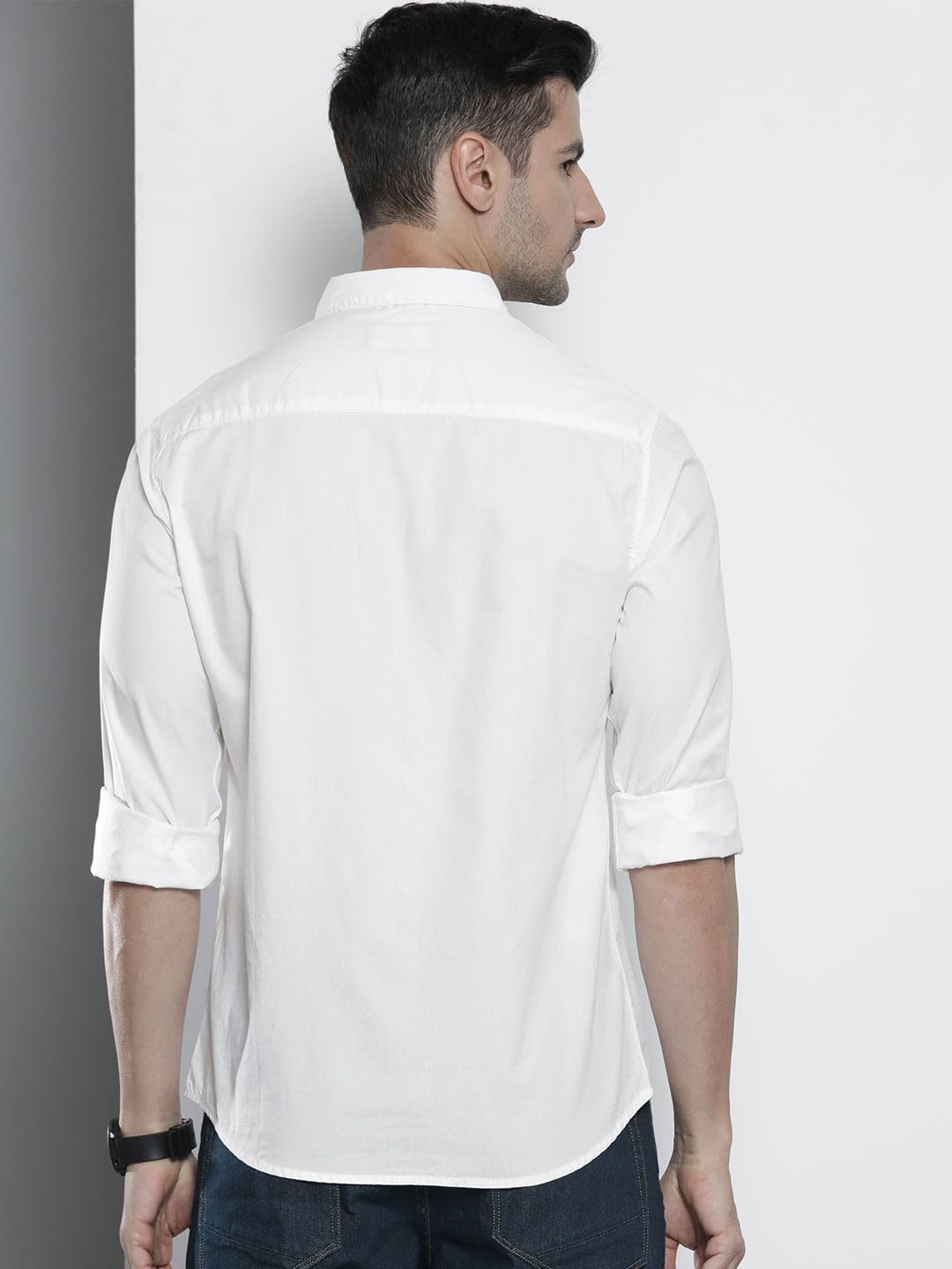 The Indian Garage Co Men's Cotton Regular Fit Solid Full Sleeves Spread Collar Casual Shirt