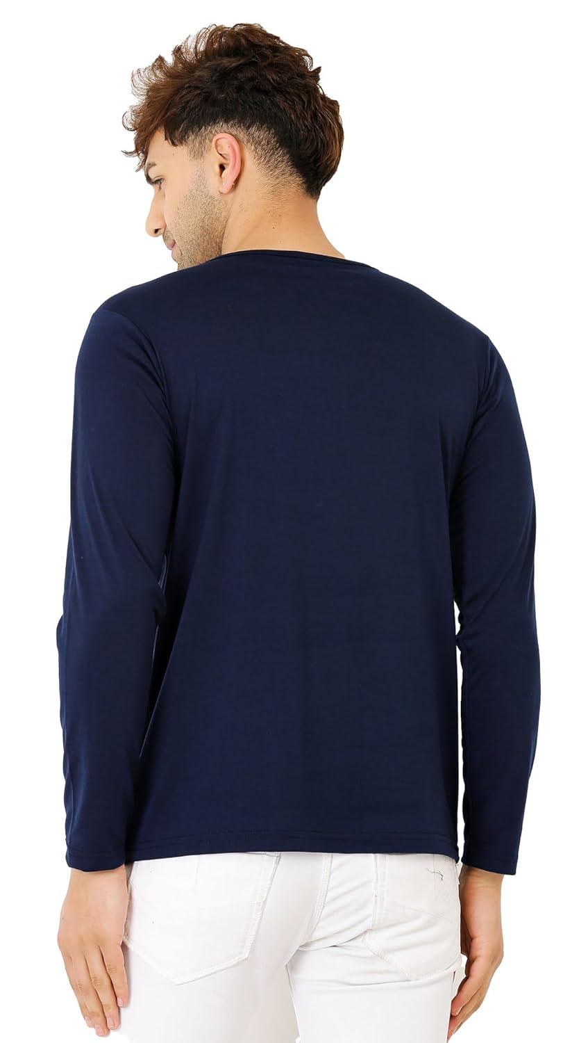 LEOTUDE Regular Fit Full Sleeve Cottonblend Round Neck Casual Tshirt for Men (Color Maroon)