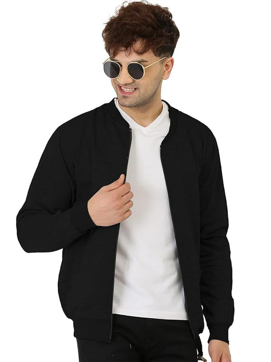 LEOTUDE Full Sleeve Regular Fit Fleece Bomber Winter Jacket For Mans
