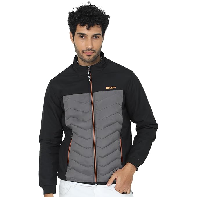 Boldfit Polyester Winter Standard Length Jacket For Men Quilted Hooded Winter Jackets For Men & Boys Full Sleeve Men's Jacket Monsoon Jackets For Men All Weather Jacket For Men
