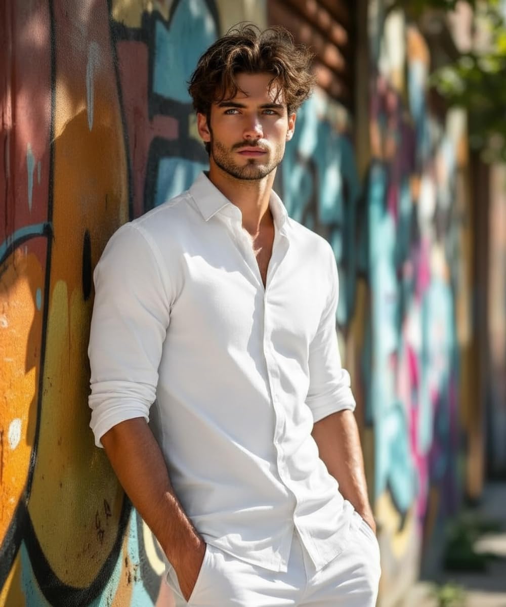 Glowic Men's Plain Casual Shirt | Cotton Soft & Breathable Fabric | Full Sleeve Comfort Fit Stylish Solid Shirts for Office