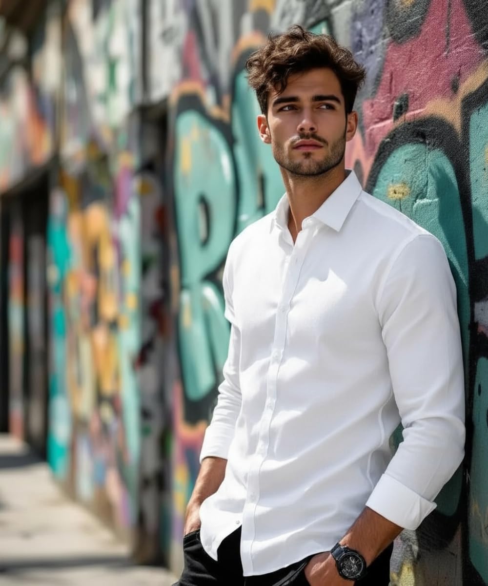 Glowic Men's Plain Casual Shirt | Cotton Soft & Breathable Fabric | Full Sleeve Comfort Fit Stylish Solid Shirts for Office