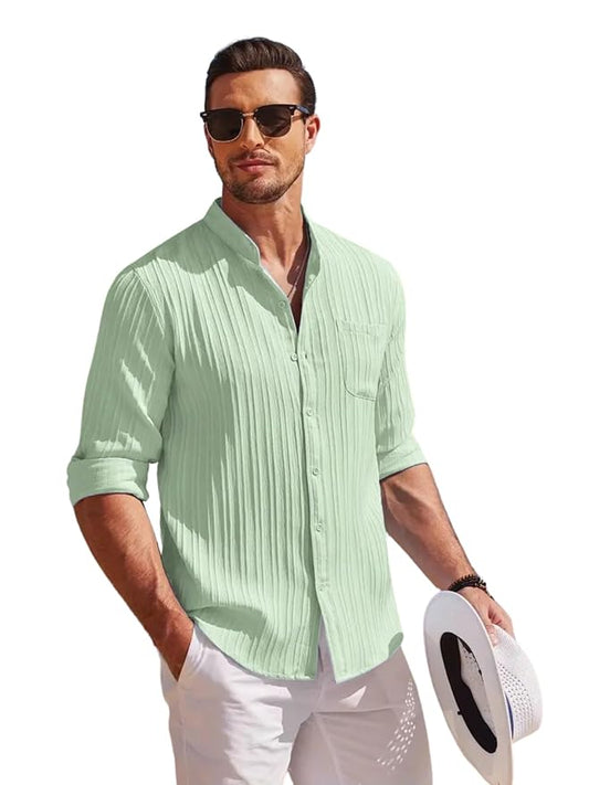 Leriya Fashion Men's Polycotton Casual Textured Button Down Regular Fit Shirts Long Sleeve Shirt (Available in Plus Size and Combo Pack of 2)