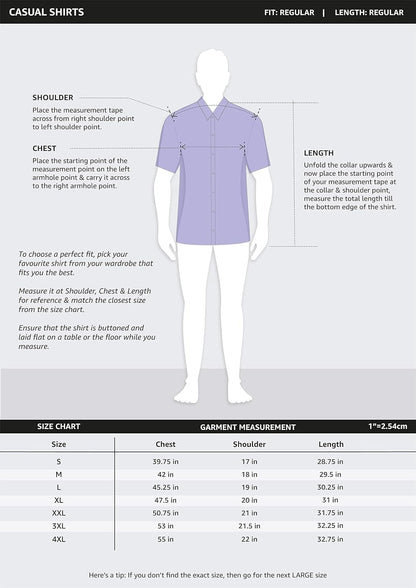 Men's Cotton Shirt | Casual | Plain | Half Sleeve | Summer - Regular Fit (Available in Plus Sizes)