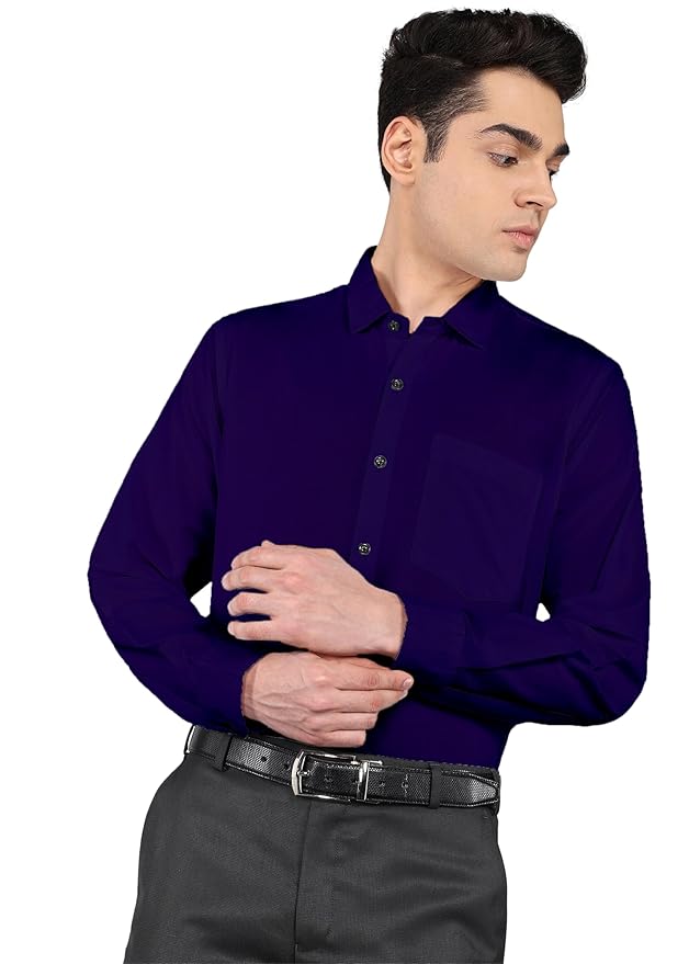 Mens Regular fit Solid Formal Cotton Shirt with Spread Collar and Full Sleeves Stylish & Comfortable | Ideal for Office, Meetings, Gift