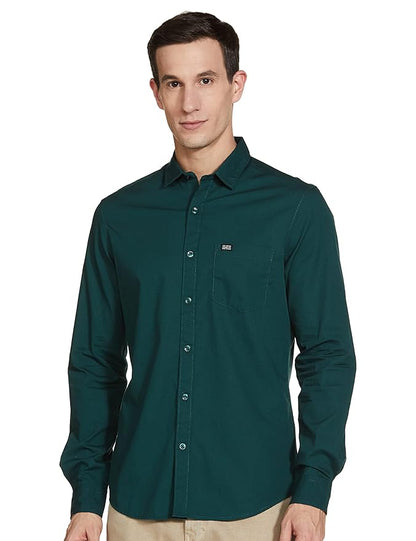 The Indian Garage Co Men's Cotton Regular Fit Solid Full Sleeves Spread Collar Casual Shirt