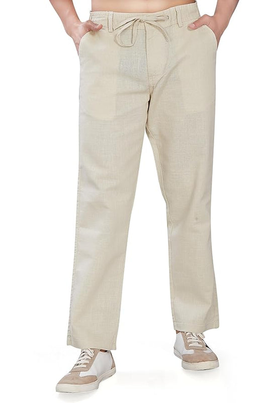 DIVISIVE Men's Relaxed Fit Cotton Linen Blend Trousers
