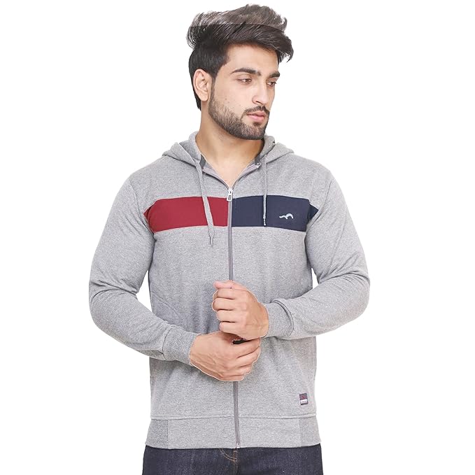 Men's Hooded Sweatshirt with Zipper Closure (Pack of 1 Hoodie for Men) Light Grey
