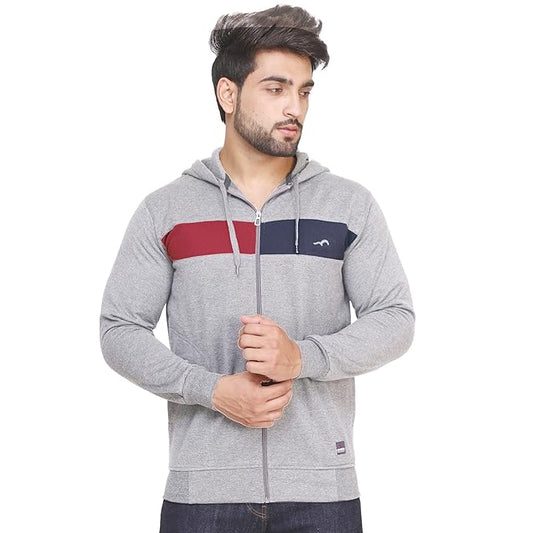 Men's Hooded Sweatshirt with Zipper Closure (Pack of 1 Hoodie for Men) Light Grey