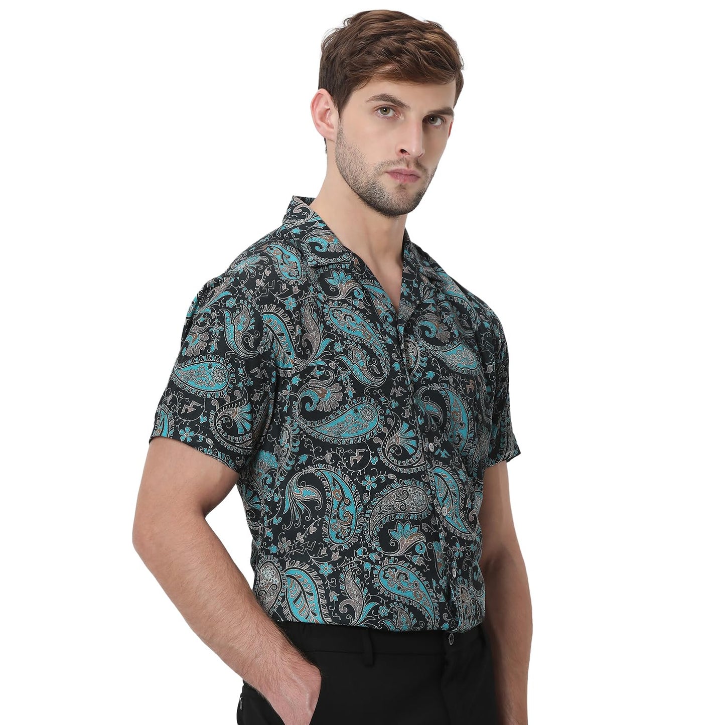 BULLMER Trendy Regular Fit Printed Causal Half Sleeve Shirt for Men
