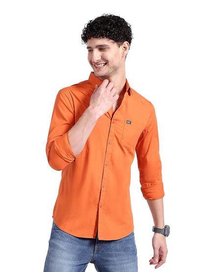 The Indian Garage Co Men's Cotton Regular Fit Solid Full Sleeves Spread Collar Casual Shirt