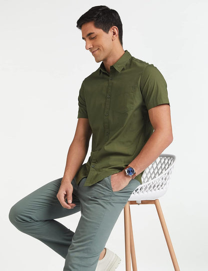 Men's Cotton Shirt | Casual | Plain | Half Sleeve | Summer - Regular Fit (Available in Plus Sizes)