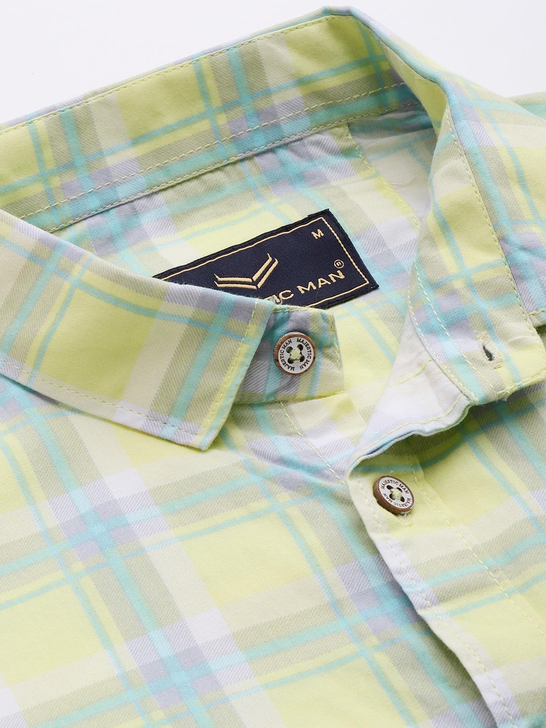 Majestic Man Men Box Checkered Slim Fit Cotton Casual Shirt