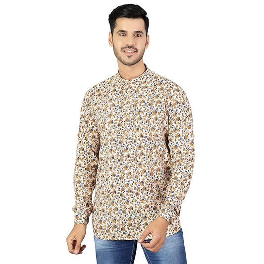 WINTAGE Men's Jaipur 100% Cotton Multicolored Kurta Shirt