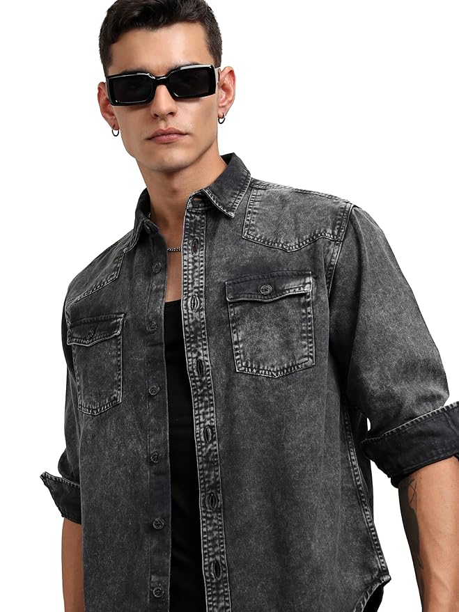 Highlander Men's Solid Oversized Fit HLOS000550