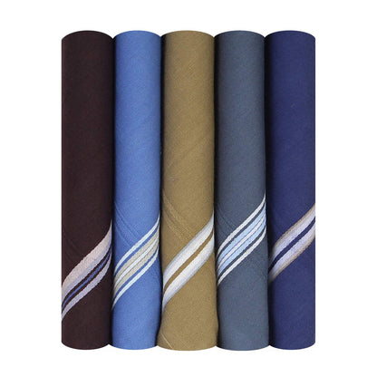 Caruso Italy Men's Premium 100% Pure Cotton Handkerchief Dark Base with Colored Border