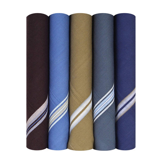 Caruso Italy Men's Premium 100% Pure Cotton Handkerchief Dark Base with Colored Border