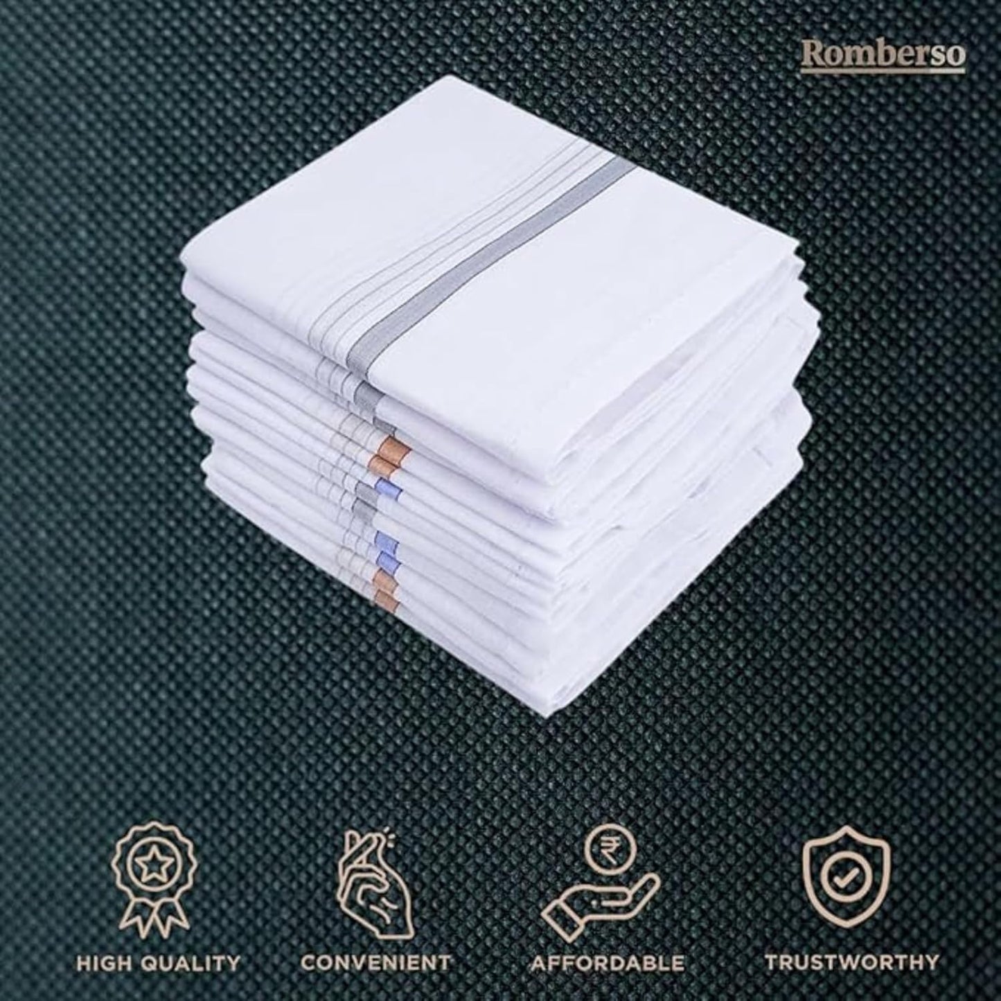 Handkerchief for men cotton suitable for daily use big size hankies in pack of 12 Pure Cotton Kerchiefs soft and durable hanky for men