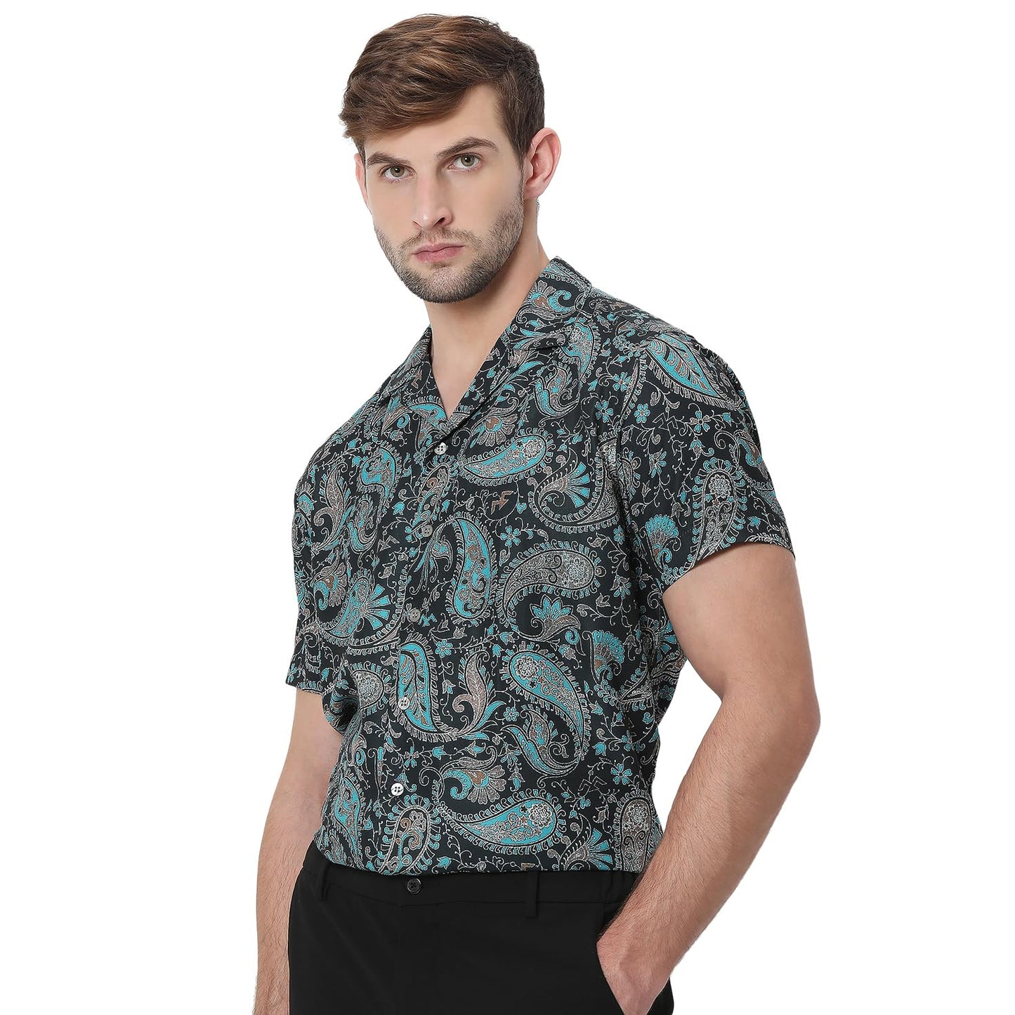 BULLMER Trendy Regular Fit Printed Causal Half Sleeve Shirt for Men