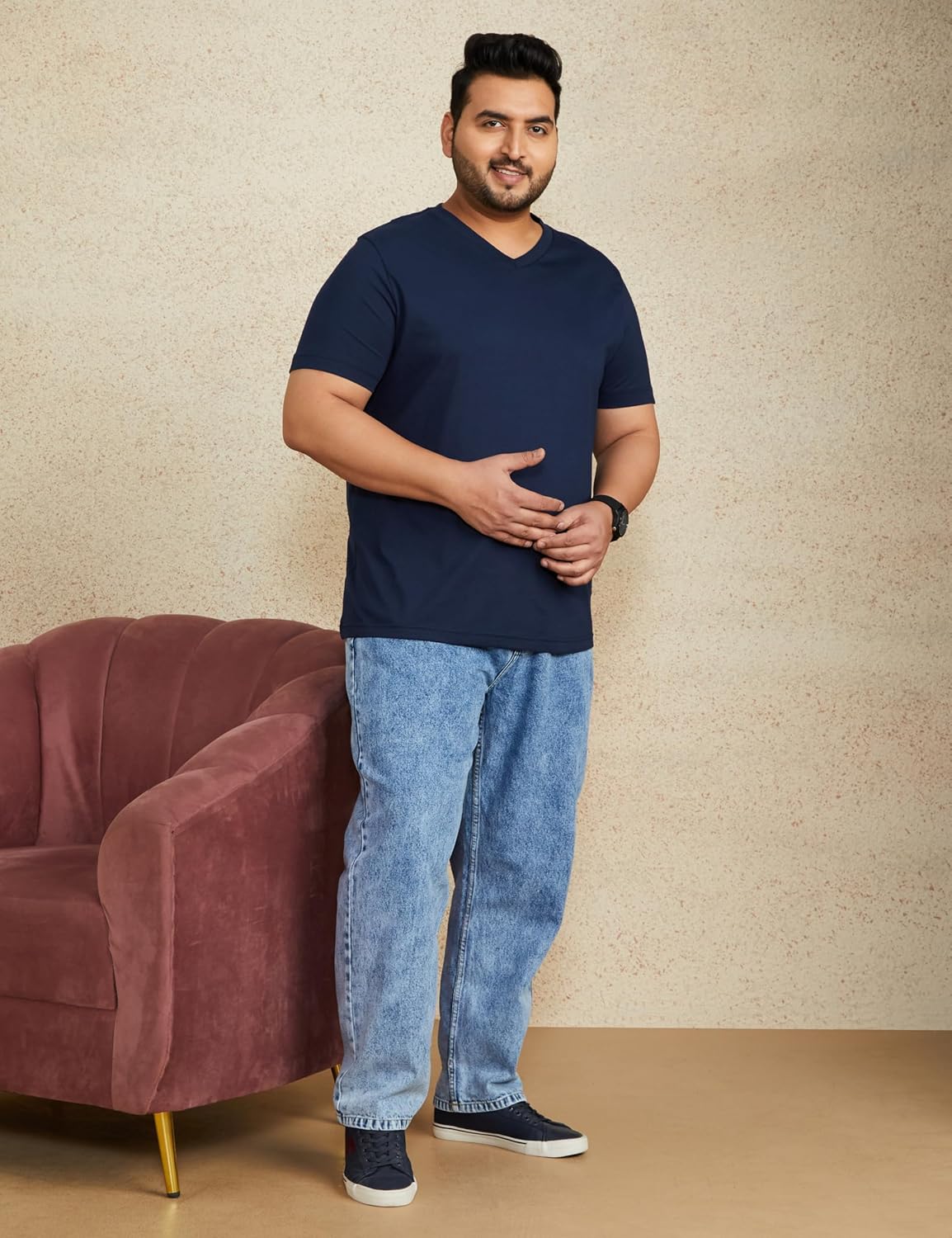 Amazon Brand - Symbol Men's Baggy Fit Cotton Jeans | Mid Rise | Loose & Relaxed | Oversized Jeans Pant